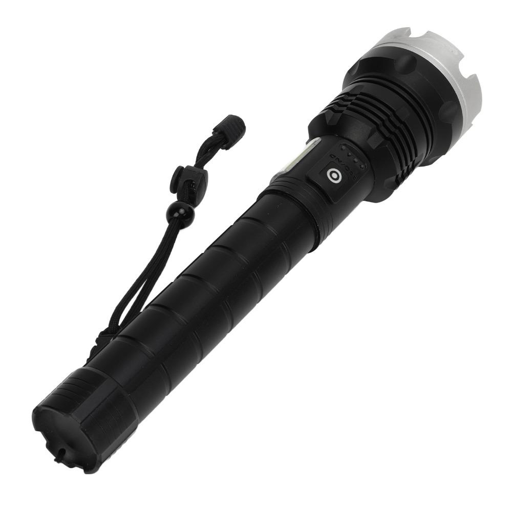 Black LED Torch Telescopic Zoom COB Light Lamp Portable Zoomable Flashlight Camping