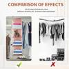 Set of 2 hanging wardrobe shelves, 4 compartments, with 12 side mesh pockets for family wardrobe, bedroom, foldable and universal fit (Grey and Pink),