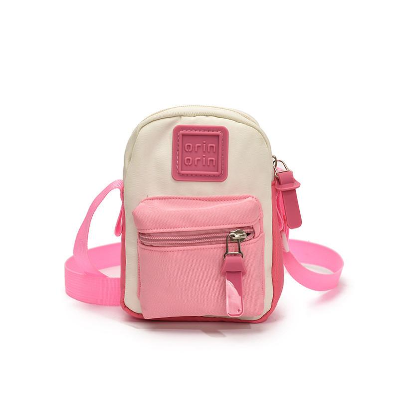Color Block Canvas Shoulder Bag With Suture Design Messenger Bag For Child Daily