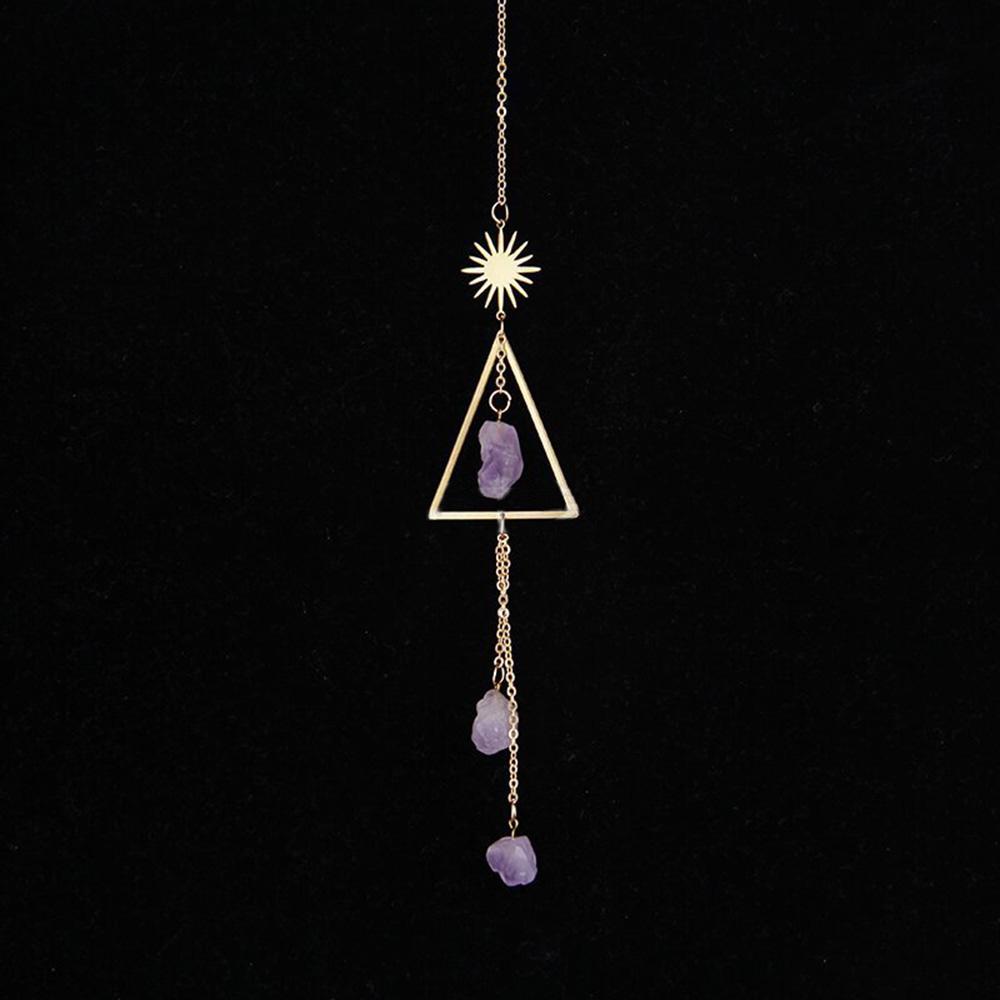 Natural Crystal Original Stone Amethyst Wind Chime Pendant 1pc Handicraft Decorative Bell