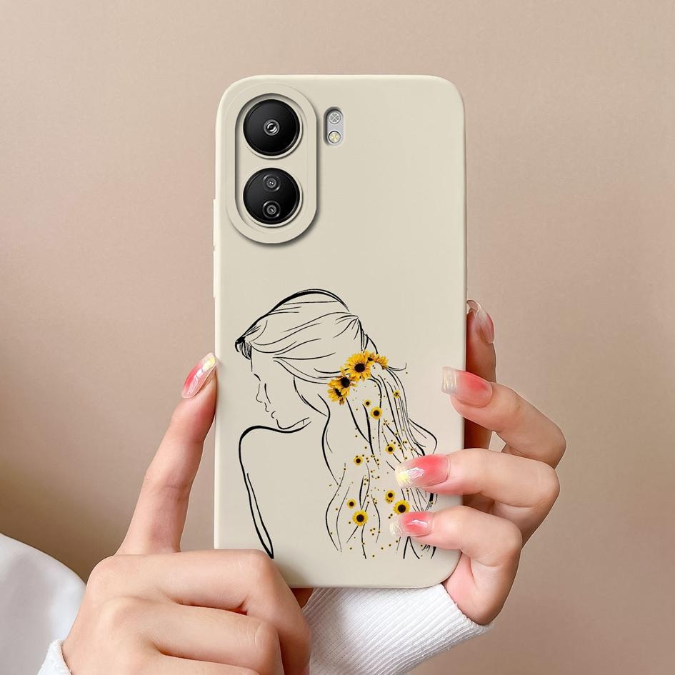 Чехол для телефона Xiaomi Redmi 13C Note 13 Pro A3 K60 Ultra K70 Pro K70E, модный матовый жидкий силиконовый защитный чехол для телефона для мальчиков и девочек, бамперы