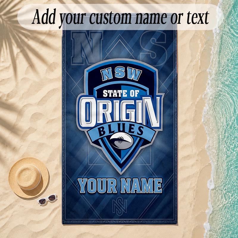 Beach TowelNSW Blues logo Custom Name Text Personalized Soft Towel for Beach Pool Indoor Home Decor Gift