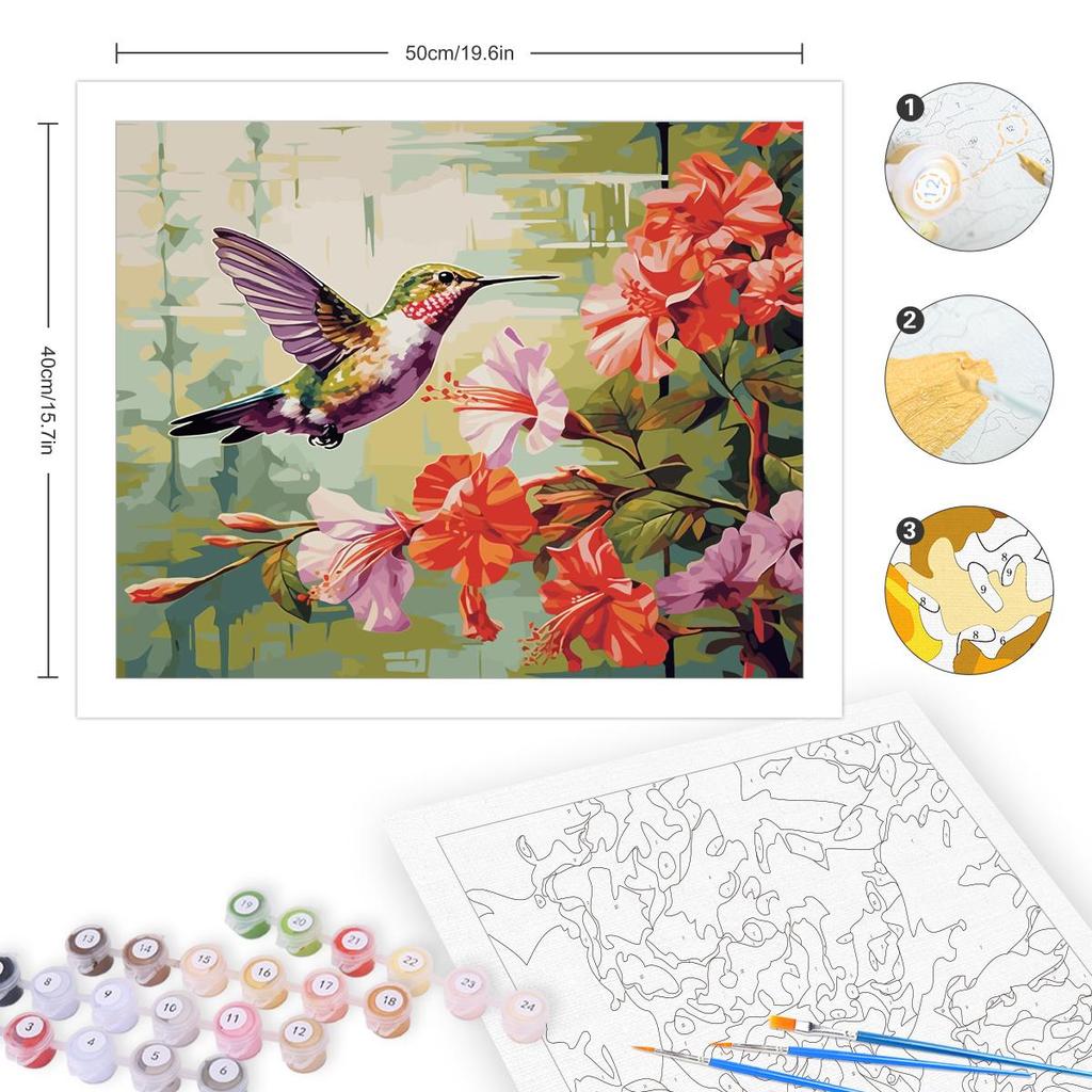 Frame Acrylic Paint By Numbers Diy Gift Wall Art Picture By Numbers Brid And Flowers Paint On Canvas Number Painting Home Decors 40x50cm