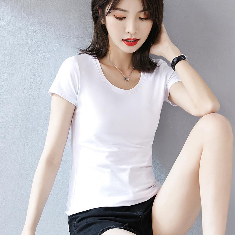 T Shirt For Women Casual Short Sleeve Cotton Splicing Top For Spring Wear