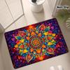 2D Flat Colorful Mandala Floral Psychedelic Art Flannel Bath Mat Non Slip Bohemian Rug For Bathroom Meditation Space Decor