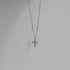 S999 Sterling Silver Diamond Inlaid Cross Necklace Women's Simple Exquisite Pendant Clavicle Chain Summer Light Luxury Minority