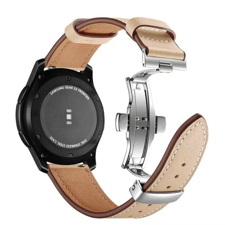 20mm 22mm Leather Band For Samsung Galaxy watch 7 4 6 Classic/5 pro/Active 2/3/42mm/46mm 44mm bracelet Huawei GT/2/4/3 Pro strap