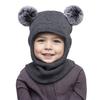 2025 Pompom Baby Winter Hat Scarf One-piece Kids Knitted Beanie Warm Ears Neck Children Bonnet Infant Cap for Girls Boys 1-5Y