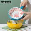 Cartoon Instant Noodle Bowl Ceramic Household Fruit Salad Bowl Cute Girl Heart Handle Baking Bowl Fruit Bowl