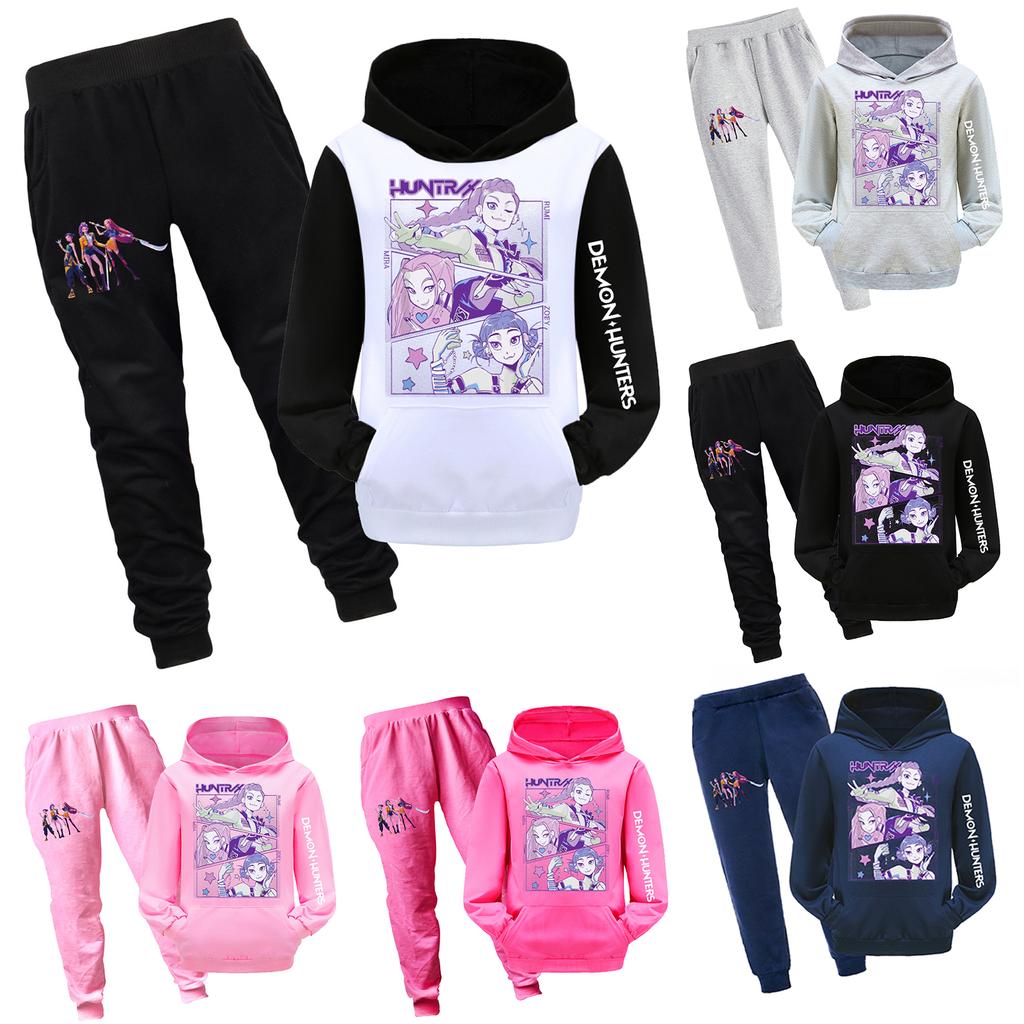 Детский худи и брюки, двухпредметный спортивный костюм, комплект свитшота с длинным рукавом и принтом