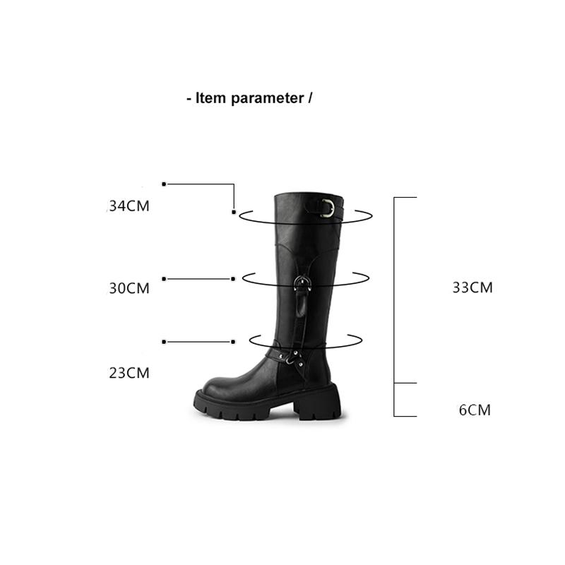 Женские сапоги из натуральной кожи до колена, панк-сапоги с пряжкой на ремне, рыцарские сапоги для верховой езды, женские коричневые туфли на платформе с круглым носком и молнией