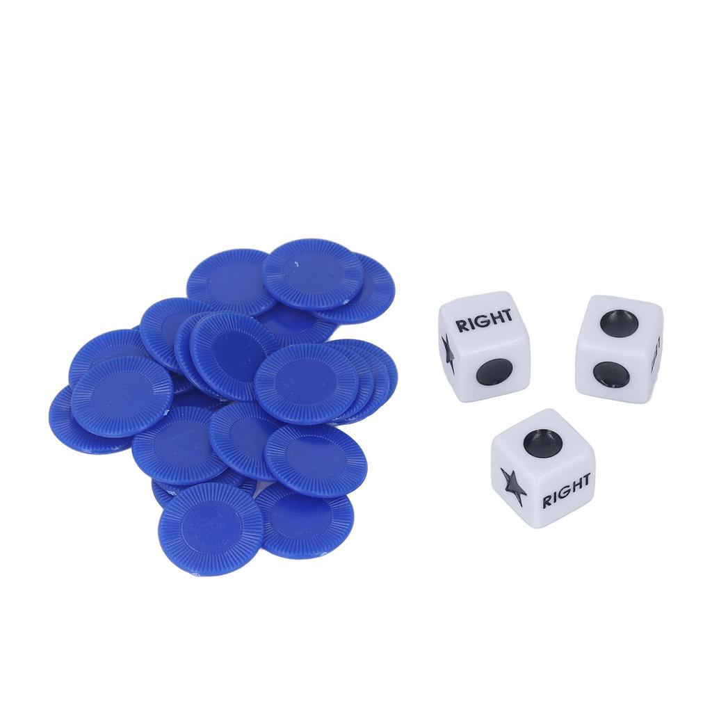 Left Right Dice Game Clear Signs Sturdy Acrylic 3 Dices 24 Chips Set for Friends Party