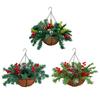 Рождественский подвесной венок-корзина Рождественские украшения Рождественский венок Искусственная рождественская подвесная корзина