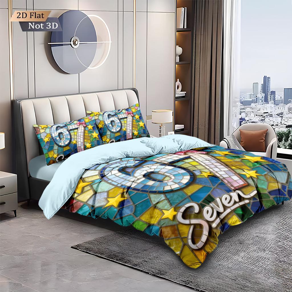 3 шт. Стеклянный Расписной 67 Элементов Напечатанный Без Наполнителя Комплект Пододеяльников Разные Размеры Спальня Постельное Белье Праздничное Украшение Машинная Стирка