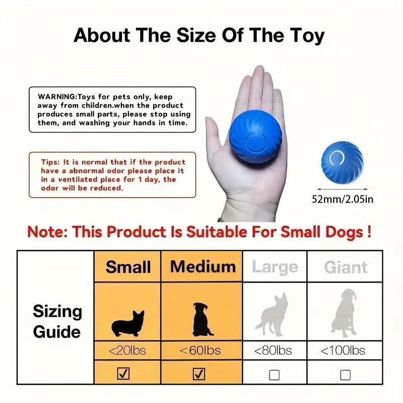 Dog Smart Bouncing Ball, Automatic Rolling Cat Ball Toy, Smart Kitten Electric Toy, Self Moving, Pet Training Dog/Cat Interactiv