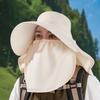 Летняя шляпа от солнца женская с широкими полями, шаль для защиты шеи, шляпа от солнца, дышащая маска для лица, можно носить как шляпу-ведро с хвостиком