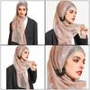 Women's Hijab Muslim Headscarf Easy Wearing Headwrap Scarf for Busy Modern Lady Girls Large Rectangle Neckerchief