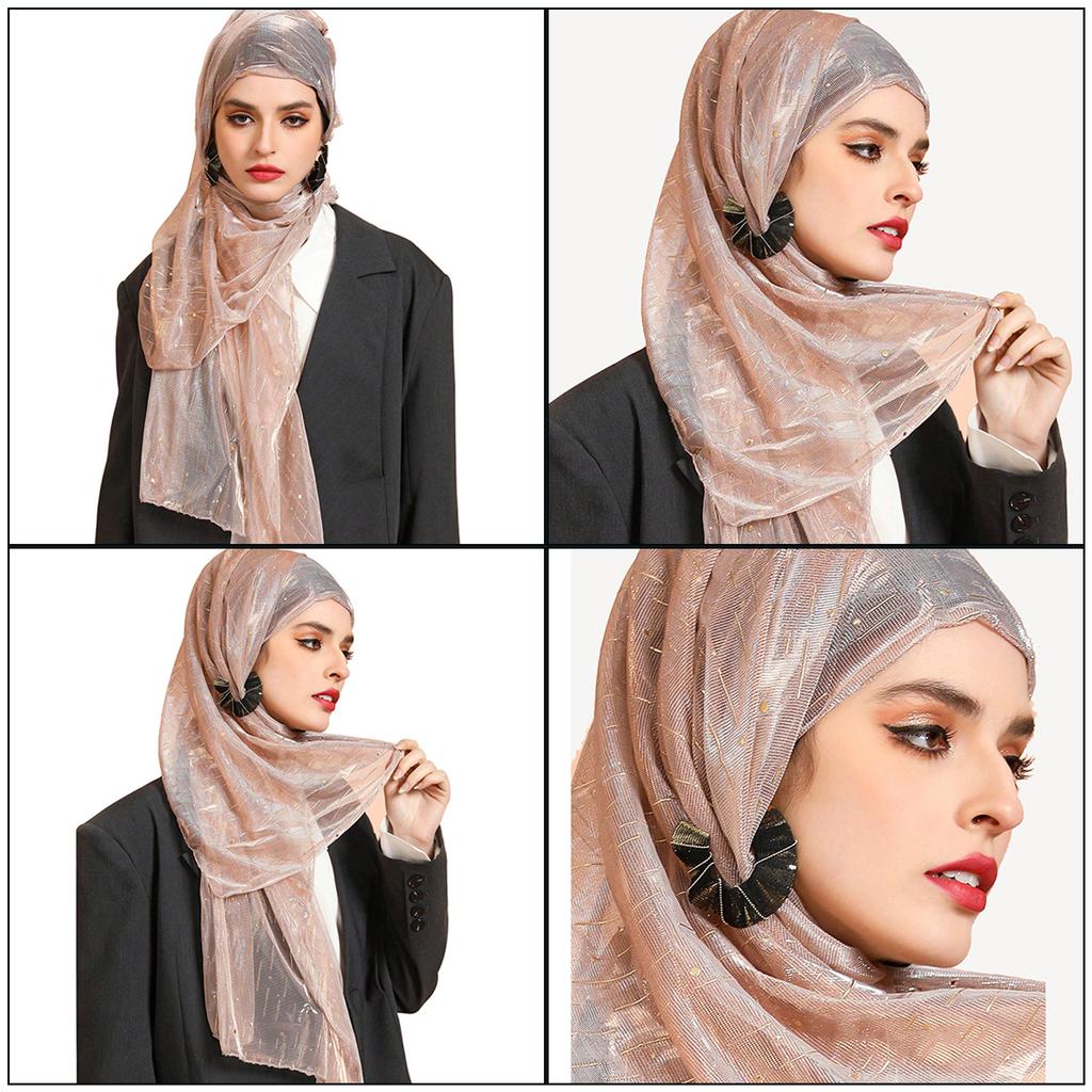 Women's Hijab Muslim Headscarf Easy Wearing Headwrap Scarf for Busy Modern Lady Girls Large Rectangle Neckerchief