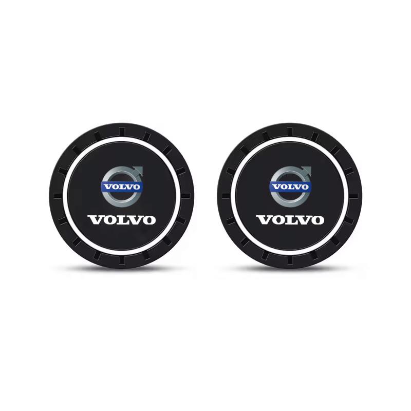 For Volvo XC90 XC60 V50 S60 V70 V60 V40 S90 olestar AWD XC40 S 2PCS Car Coasters Water Cup Slots Non-Slip Mat Waterproof Cup Pad