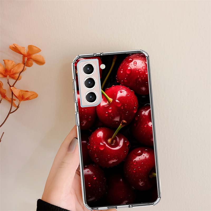 Прозрачные летние чехлы для телефона с рисунком Красная вишня для Samsung S26 Ultra Galaxy S25 Edge S24 S23 FE S21 Plus S20 S22 S10