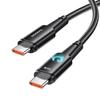 Toocki USB C Cable 0.25M 100W PD Fast Charging Type C Comes with a Uniquely Designed Crescent-shaped Display Light Black Typec Charging Cable Phone