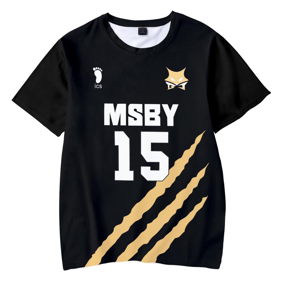 Haikyuu MSBY Black Jackal 3D Summer T-shirt MSBY Tees O-neck Fashion Short Sleeve Football Jersey Camiseta Masculina T-shirts