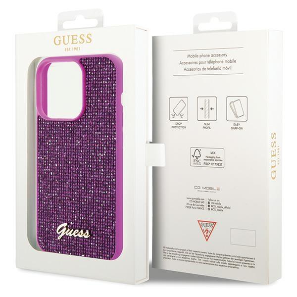 Etui do iPhone 15 Pro Guess Hardcase Disco Metal Fuksja