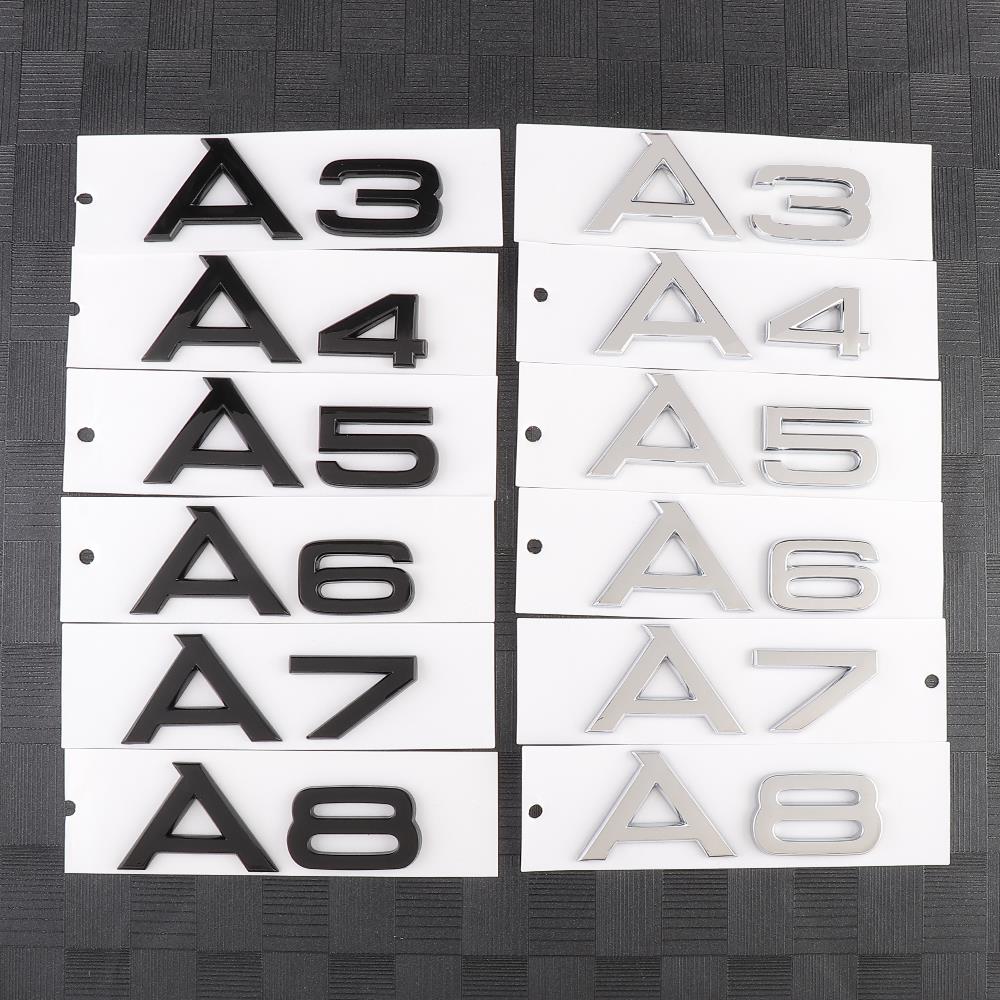 A3 A4 A5 A6 A7 A8 Letters Numbers Emblem for 5G quattro Car Trunk Fender Nameplate Logo Sticker Auto Valve Core Accessories2D