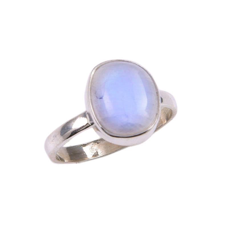 Natural Rainbow Moonstone Gemstone 925 Solid Silver Jewelry Ring Size 6.5 V4i76