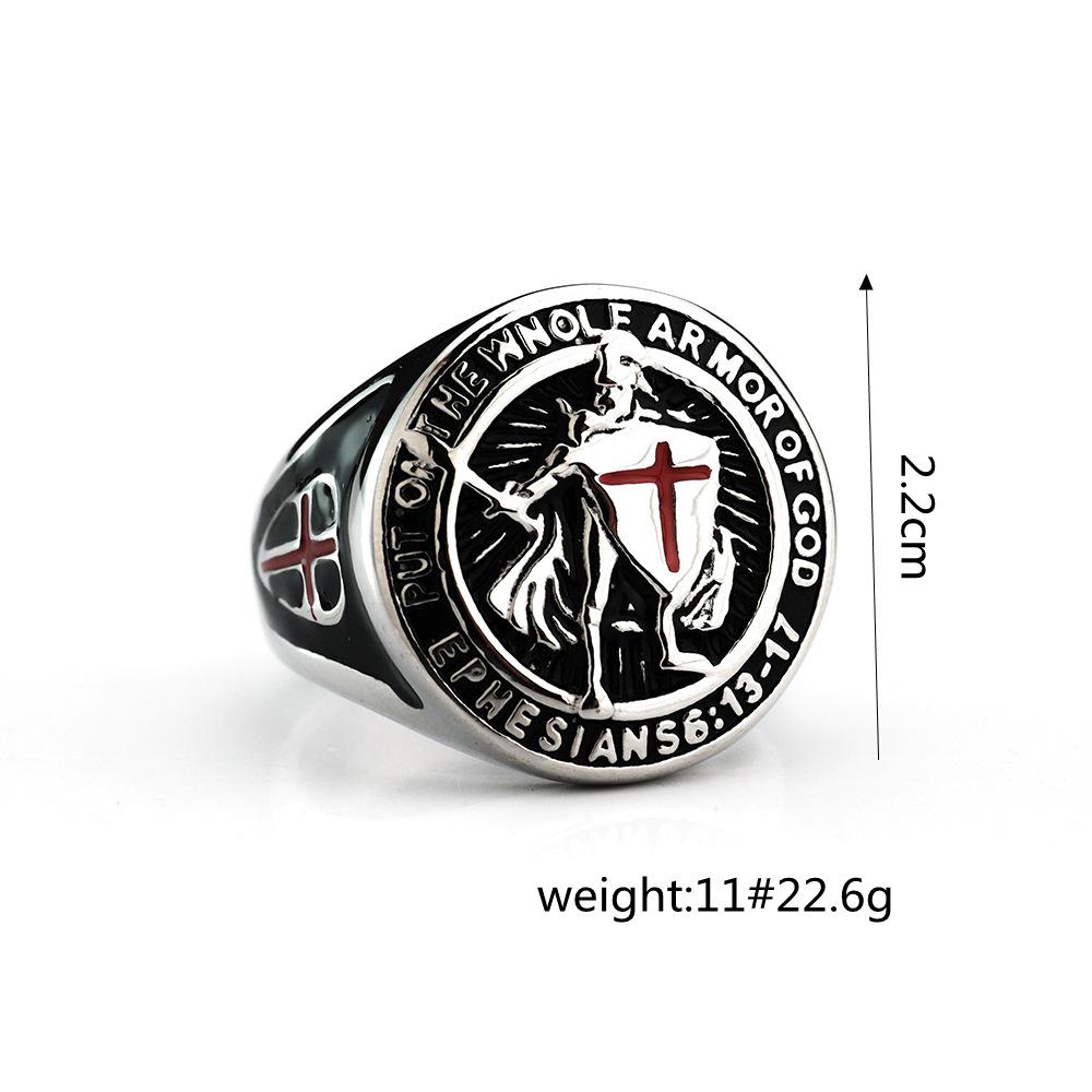 Stainless Steel Templar Crusader Men's Ring