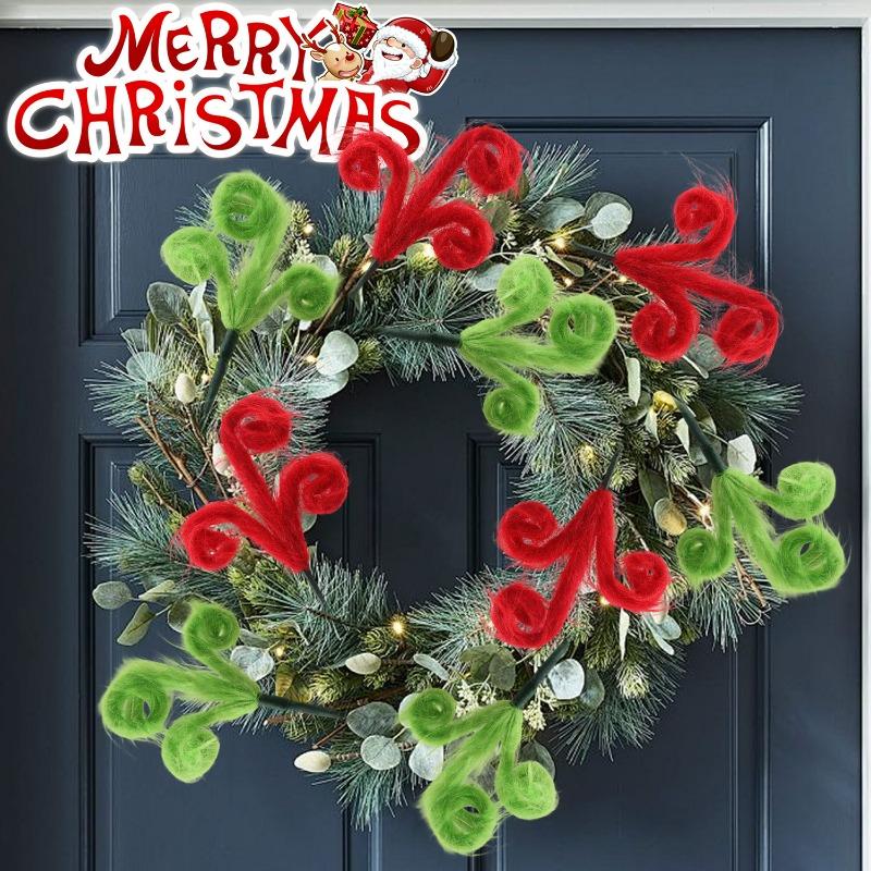 Green Furry Christmas Tree Picks Xmas Tree Topper Filler Christmas Tree Topper Ornaments for Festival Vase Wreath Decoration