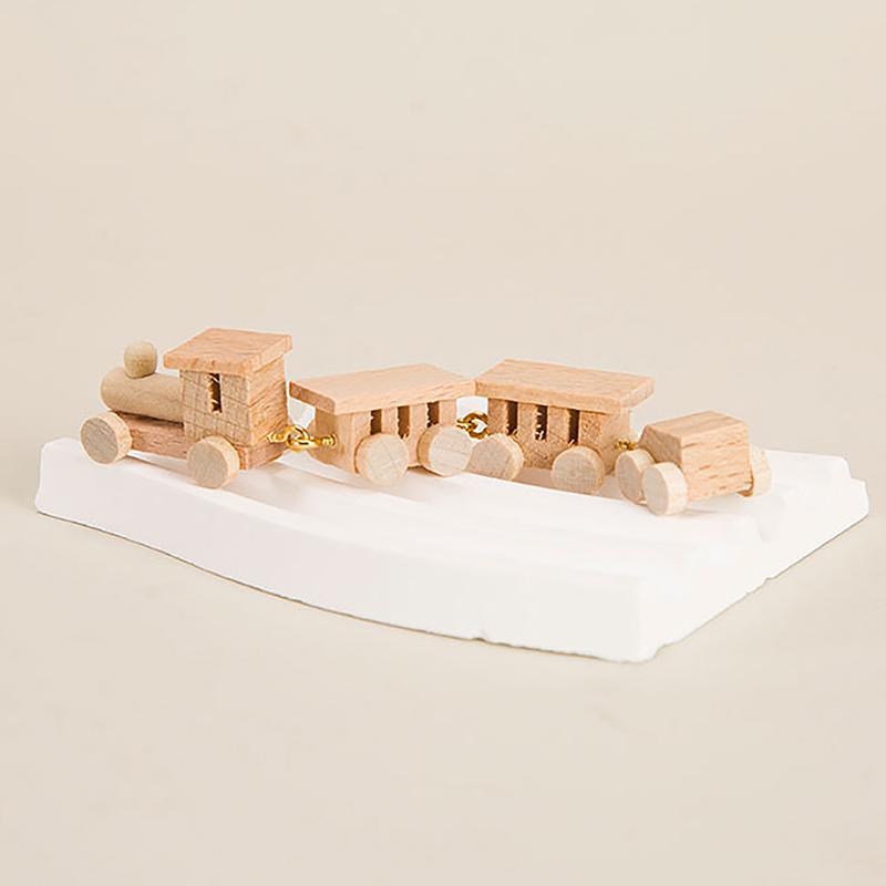 1:12 Dollhouse Miniature Color Train Ornaments Wood Color Diy Train Christmas Home Model Decor Toy Doll House Accessories