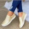 Ladies Shoes Casual Leather Flats Vulcanized Non-slip Zipper Slip-on Women Sneakers