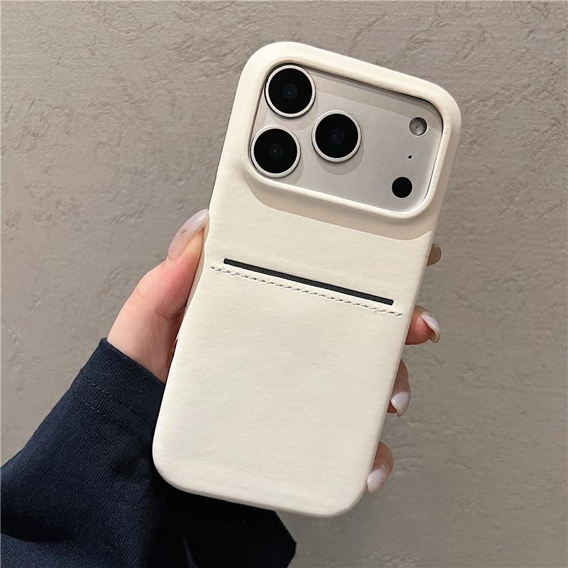 Деловой Кошелек-держатель для карт из ПУ-кожи Чехол-бампер для iPhone 17 Air 16 15 14 13 12 Pro Max Plus Ударопрочный Матовый ПК Мягкая крышка