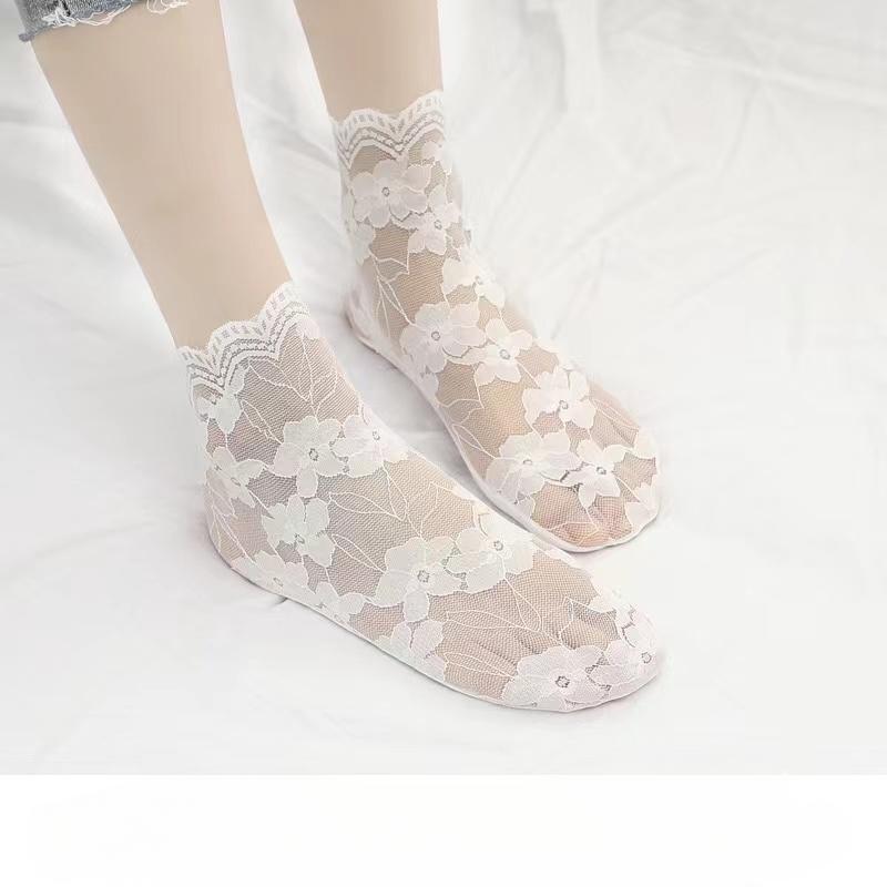 Высококачественные модные хлопковые женские кружевные носки, прозрачные летние цветочные женские тонкие короткие носки для женщин
