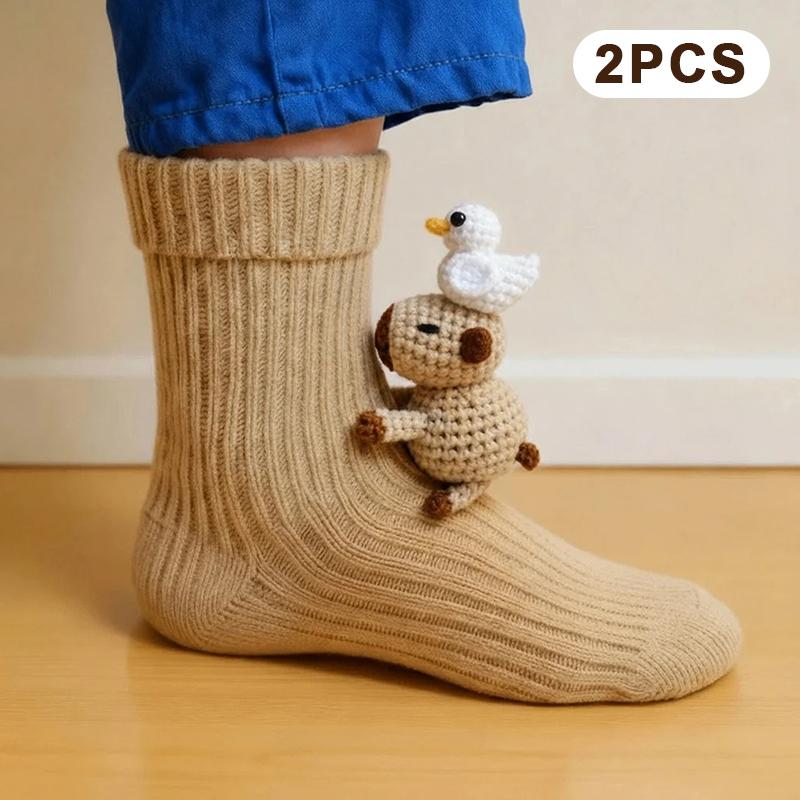 3D Knit Animal Sloth Socks,2025 Christmas Socks For Wome Collection Fun Cute Plush Animals Hug Crew Socks For Child