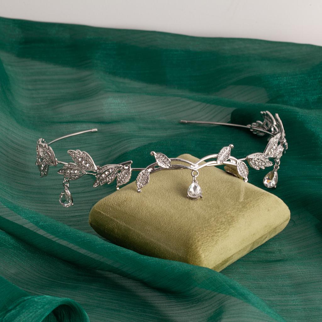 Fairy Advanced Sense of The Drilling Leaves Подвеска для бровей Мори Свадебные украшения на лоб Листья Водяная капля Повязки на голову Головные уборы Женский