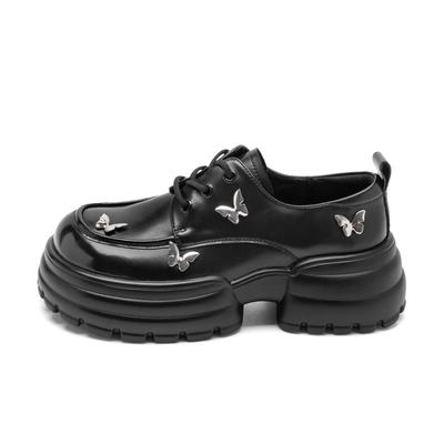 Модные черные лоферы женские новые на платформе на массивном каблуке с бабочкой Мэри Джейн маленькие кожаные туфли