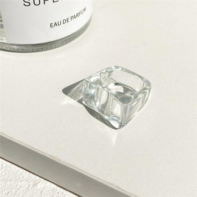 17KM Летние прозрачные квадратные круглые кольца с кристаллами, ювелирные изделия для вечеринки, богемное креативное кольцо нестандартной формы из акриловой смолы для женщин