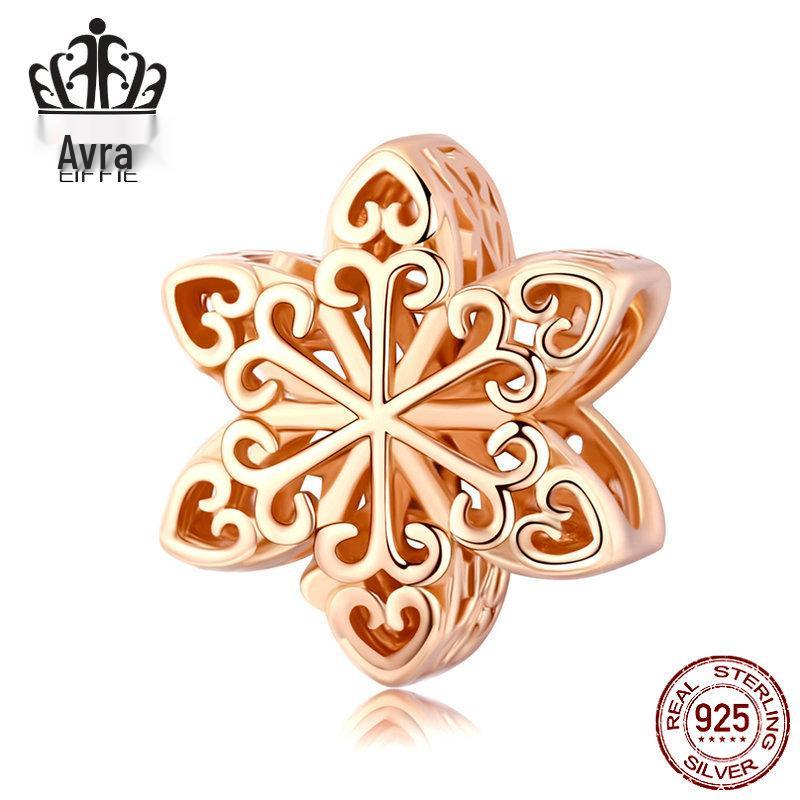 Зимние снежинки браслет из стерлингового серебра S925 подарок для девушки, серебряные бусины SCC719