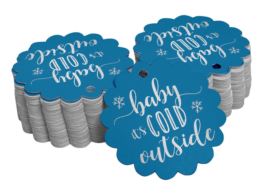 Inkdotpot Gold Foil Paper Hang Tags Baby It's Cold Outside Baby Shower Favor Tags 100