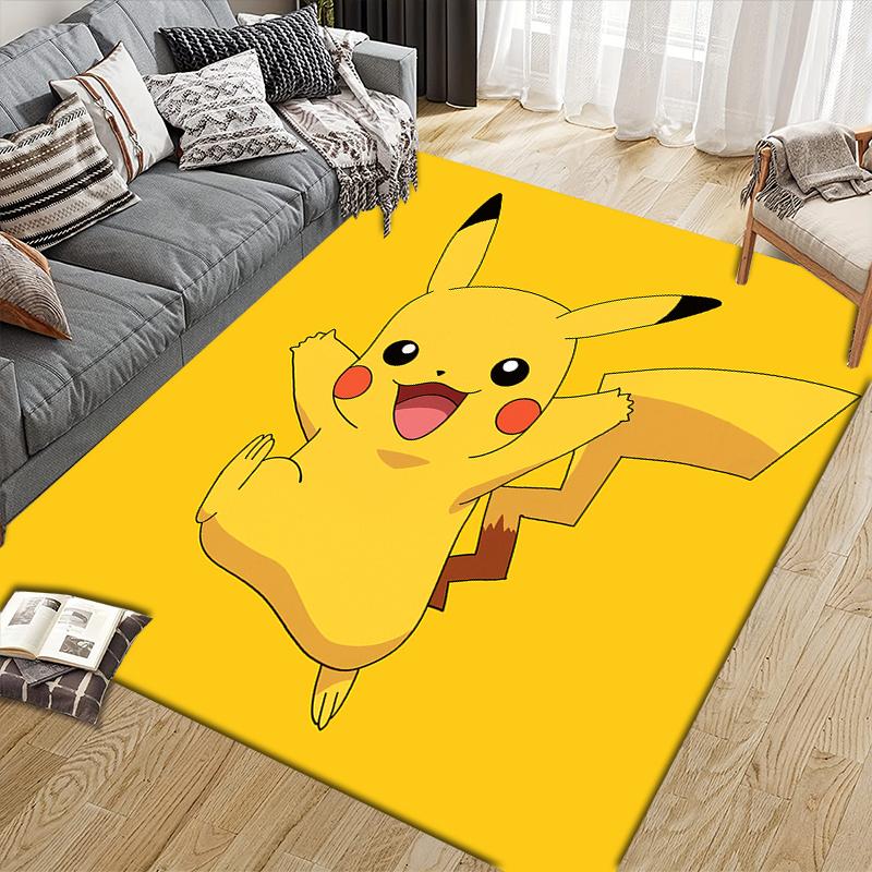 Pikachu Square Area Rug, Non-Slip Floor Mat for Home Office, Perfect Gift for Pikachu Fans.chl