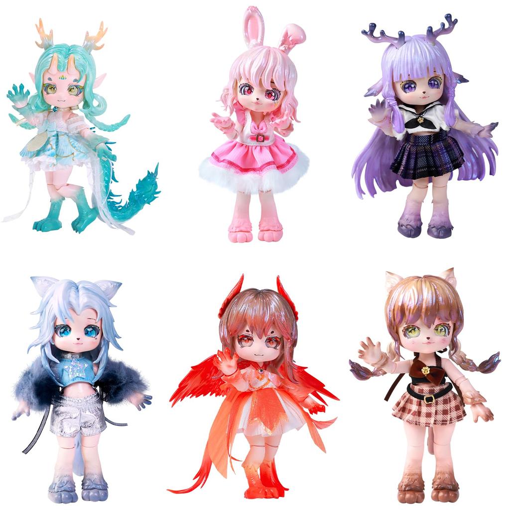Набор кукол BJD ICY Fortune Days из серии «Звери» в слепых коробках, 14 см, 1 коробка, изготовлен из полиэстера, ПВХ и АБС, предварительно покрашен, идеально подходит в качестве подарка.