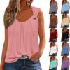 Летние женские топы на бретелях с круглым вырезом, повседневные струящиеся рубашки без рукавов, повседневные свободные плиссированные футболки, футболки, женская блузка