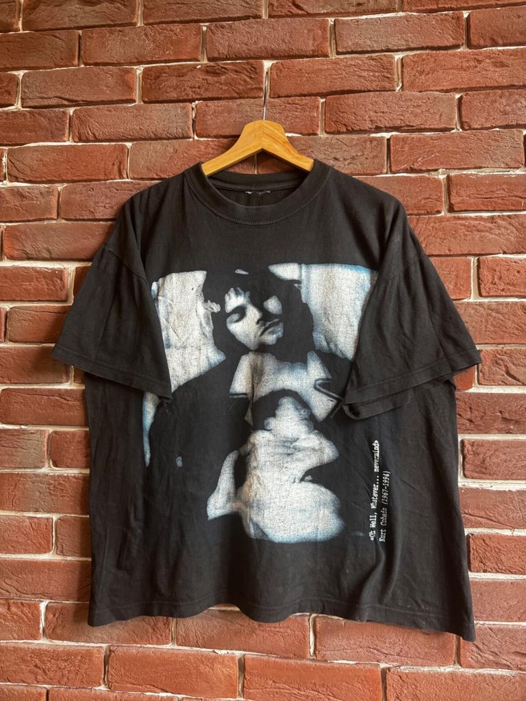 Rare 90s Nirvana Nevermind Kurt Cobain Grunge Vintage Tee L black Unisex T-Shirt