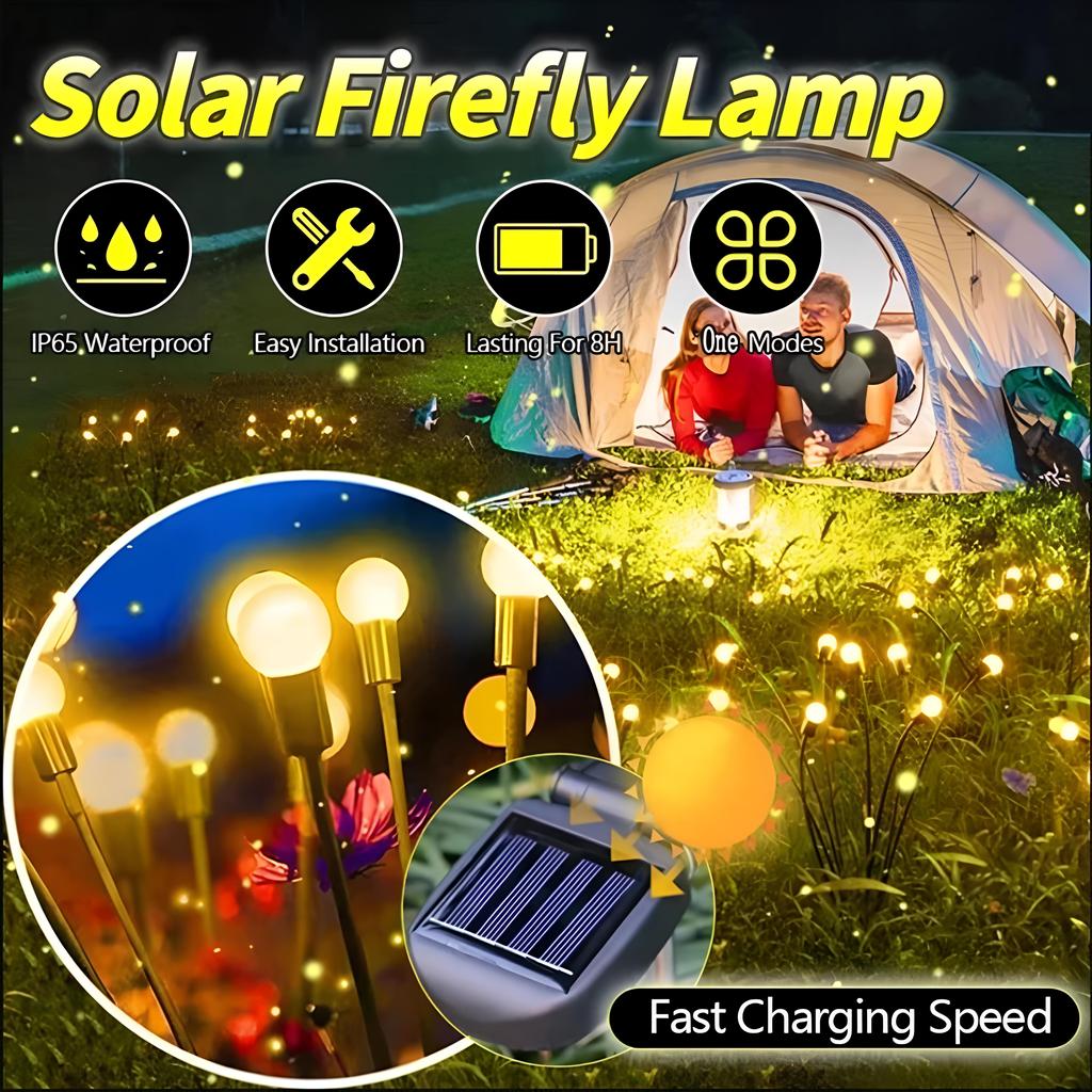6/8/10 LED Solar Garden Lights Powered Firefly Lights Outdoor Waterproof Vibrant Garden Lights for Patio Pathway Decoration,Warm