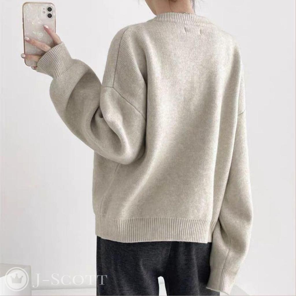 Knit Cardigan for Gold Round Front Long Loose Easy Adult Adult Adult Slender for Easy To Put Beige Women, Buttons, Neck, Buttons, Sleeves, Silhouette,
