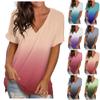 Summer New Tie Dye Gradient Color V-neck Short Sleeved Women's Fashionable and Trendy T-shirt