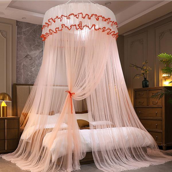 2027 New Dome Ceiling Mosquito Net Fresh Encryption Net Yarn Princess Wind Free Installation Floor Ceiling Mosquito Net high quality