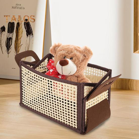 Корзина для хранения из бамбука ручной работы, большая вместимость, многоцелевой складной дизайн, корзина для белья с ручкой